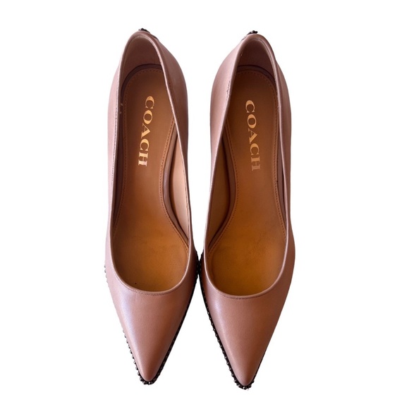 Coach Vonna Pump Heels Size 6.5 B. Heel height 3 1/4 inches. Nude Tan Color. - Picture 2 of 5
